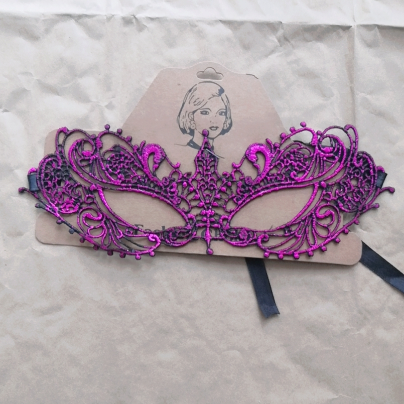 MJ-205化妆舞会紫色蕾丝面具半脸女 万圣节cos派对道具成人定型镂空眼罩面纱