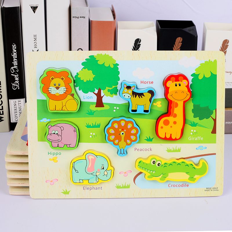 The wooden jigsaw puzzle series games exercise hand-eye coordination, logical thinking ability, and creative imagination. They combine education with entertainment, allowing children to learn and grow while having fun. This is a children's three-dimensional cognition jigsaw puzzle series Specification image