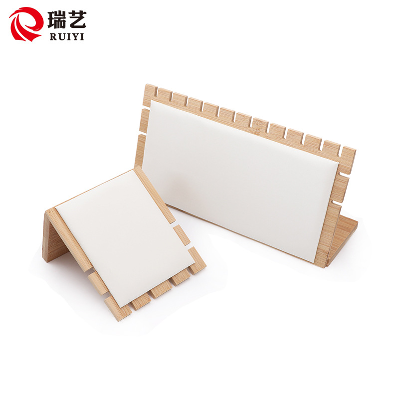 批发竹木项链展示架吊坠手链展示架皮革实木首饰展示道具产品图