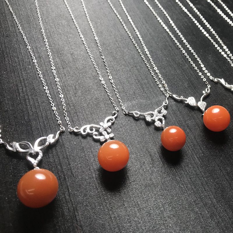 Bright color crystal jewelry, natural crystal, Sichuan Nan Hong Cherry Red necklace, set in international standard 925 sterling silver Specification image