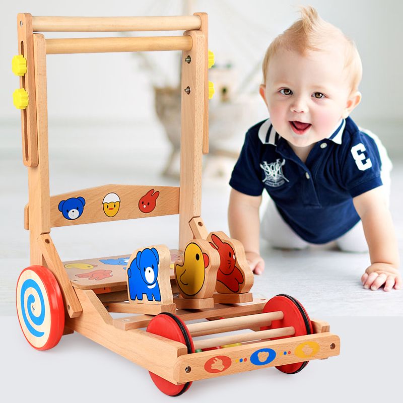 The high-quality wooden baby walker is exquisitely crafted. The fresh touch of the original wood and the multi-functional shape outline the atmosphere of the baby walking, making it interesting. The wooden baby walker offers a unique feeling