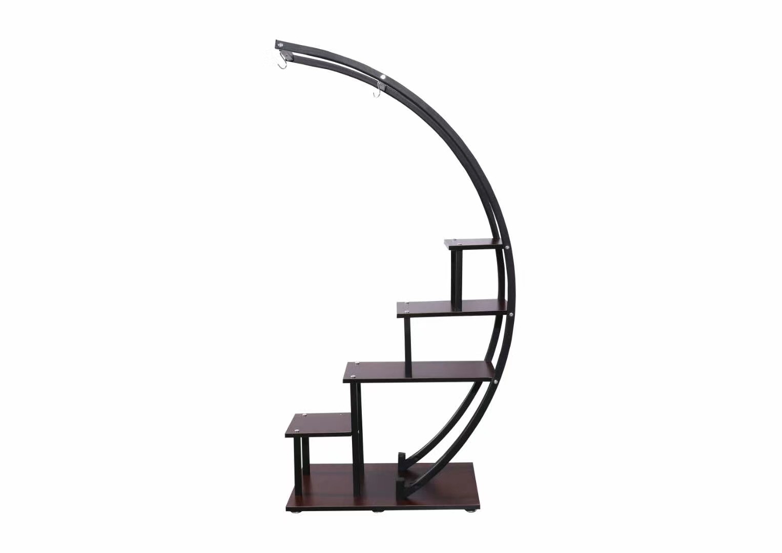 吕字家具-复古美式置物架圆形多层花架铁艺实木花架鸟笼客厅卧室详情2