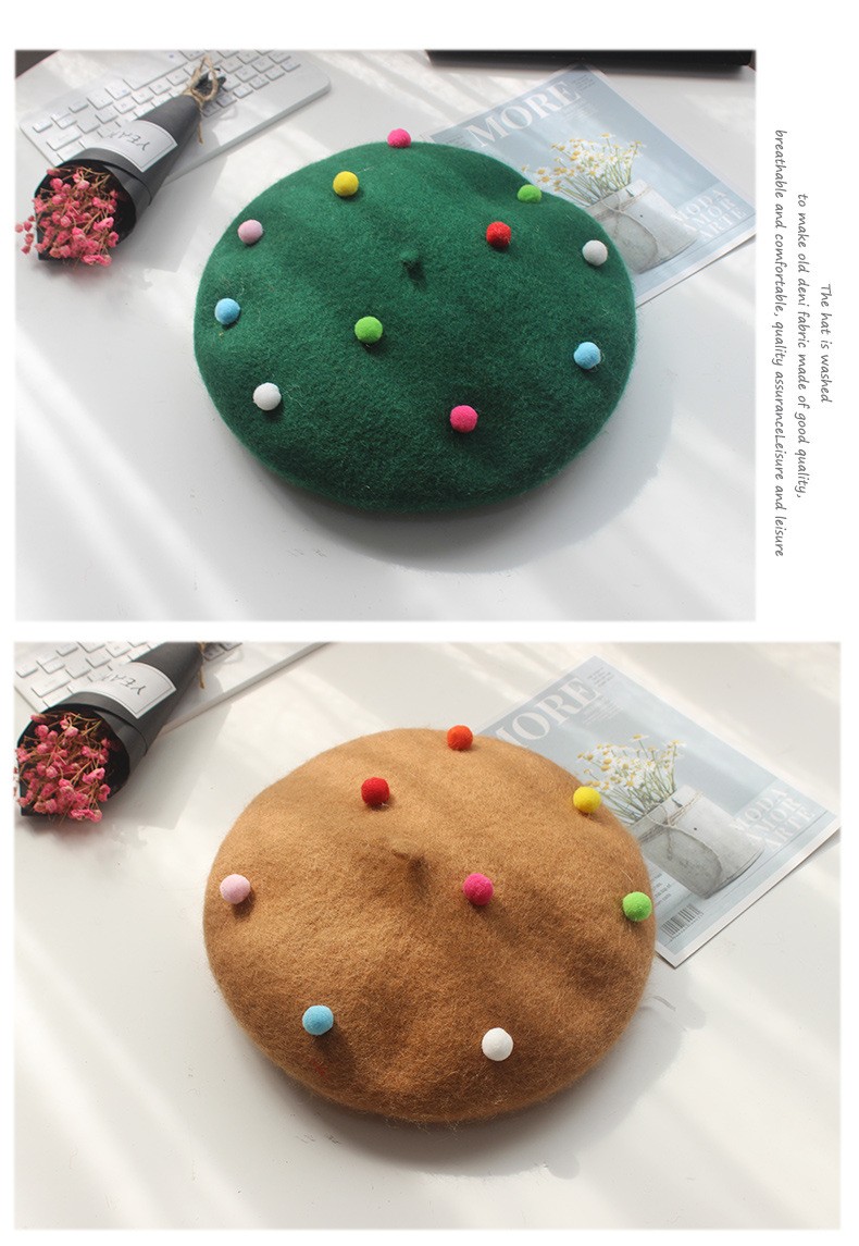 Parent-child wool felt colored ball Bailey children's hats, soft-brimmed cartoon fisherman hats, children's hats available in various sizes detail image 7