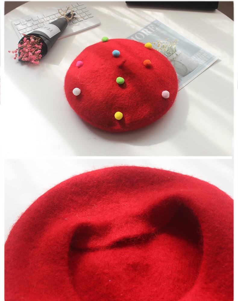 Parent-child wool felt colored ball Bailey children's hats, soft-brimmed cartoon fisherman hats, children's hats available in various sizes detail image 4
