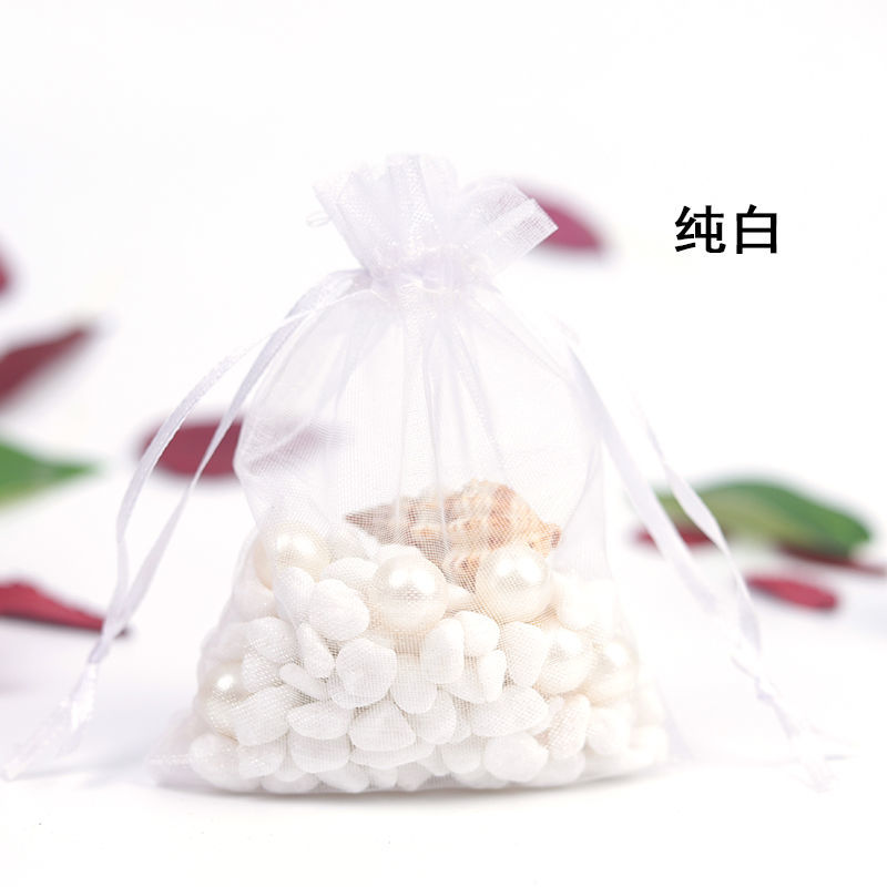 多色透明化妆品试用珍珠纱袋雪纱袋欧根纱礼品包装网纱袋子细节图