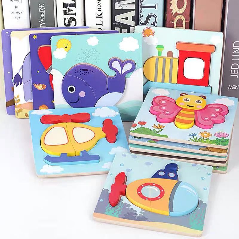 Montessori Early education Intelligence puzzle for children, wooden three-dimensional puzzle for 1-3.5-year-old babies, hand-grabbed building block toys Specification image