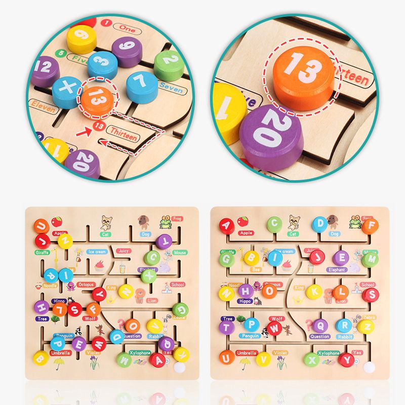 Children's wooden jigsaw puzzles, numbers, letters, positioning cognition, hand-held boards, early education wooden toys, baby jigsaw puzzles details Picture