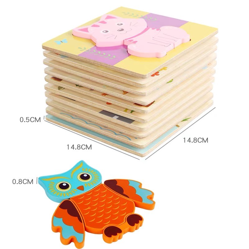 Montessori Early education Intelligence puzzle for children, wooden three-dimensional puzzle for 1-3.5-year-old babies, hand-grabbed building block toys pic 2
