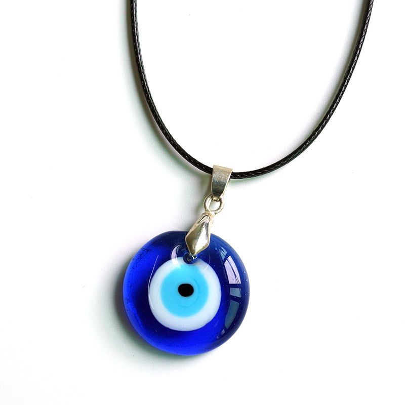 Siyao Accessories Factory wholesals Devil's Eye Turkish blue eye glass pendant necklaces, cross-border accessories, simple wax thread necklaces, and pendant accessories in multiple specifications ranging from 30mm to 35mm. We accept orders Specification image
