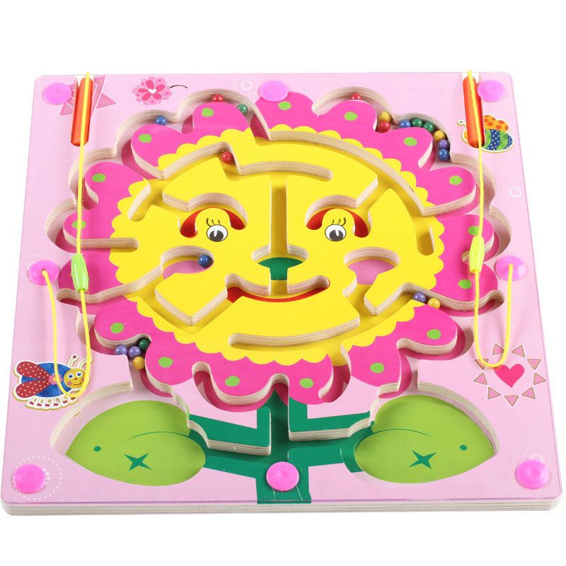 Factory direct sales of Qiaozhimu children's animal Big Tree Magnetic Maze Pen Moving Bead Beneficial Intelligence desktop toys details Picture
