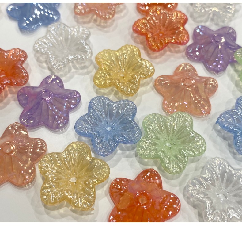 Jelly with ab color five-petal small flowers, refreshing and ancient-style hair accessory beads detail image 6