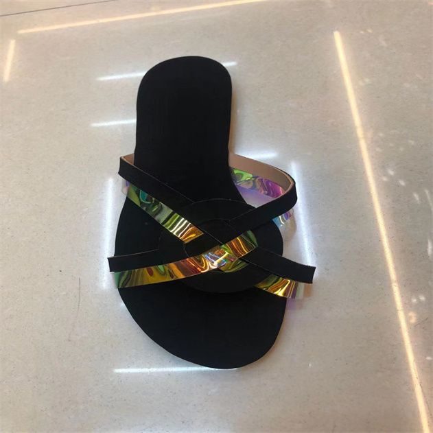 新款平底拖鞋女士夏天外穿网红ins时尚休闲沙滩鞋一字凉拖鞋100