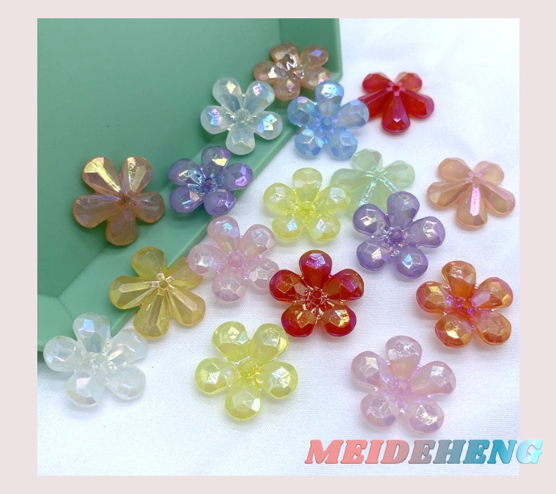 果冻ab镀彩22mm五瓣花朵 古风发饰头绳饰品配件散珠详情图2