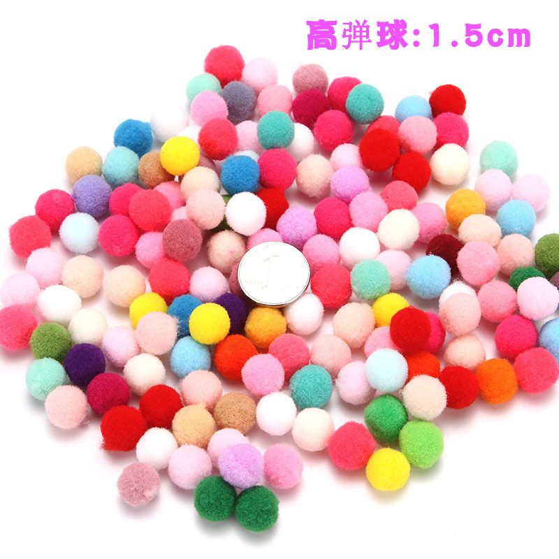 1.5cm high bouncy ball DIY decorative accessories, clothing accessories, colorful high bouncy ball accessories, tassel polyester pom-pom pendant, diy Christmas hat decoration, plush ball
