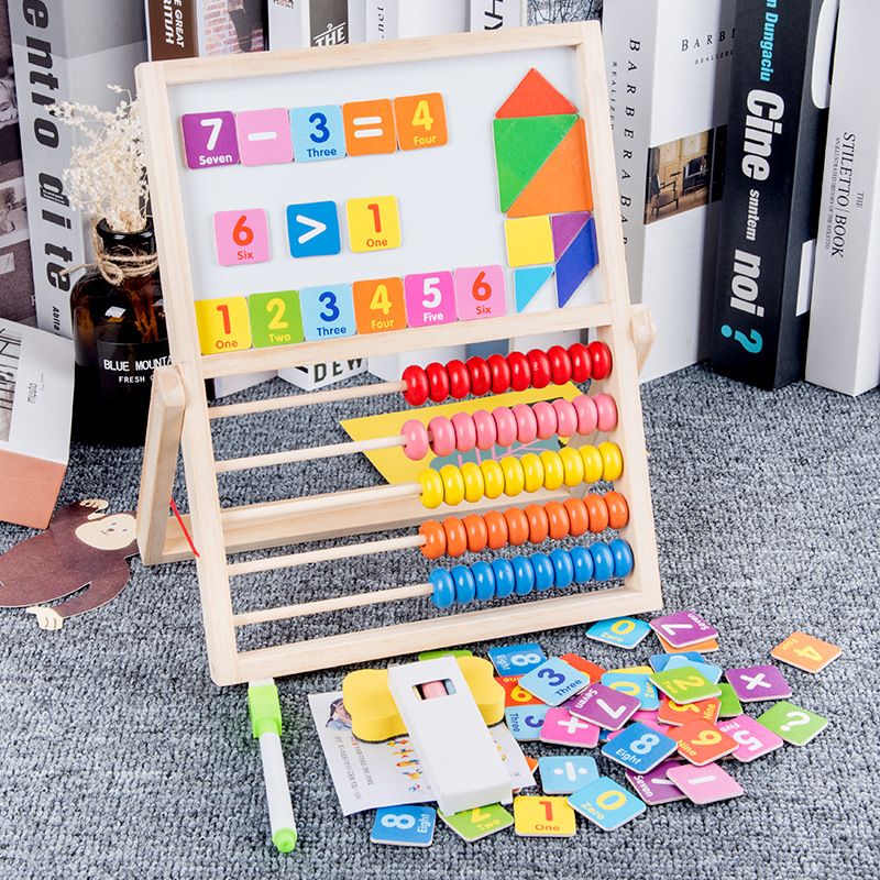 Wholesale multi-functional magnetic numerals bead drawing board infant mathematics enlightenment early education wooden educational toys