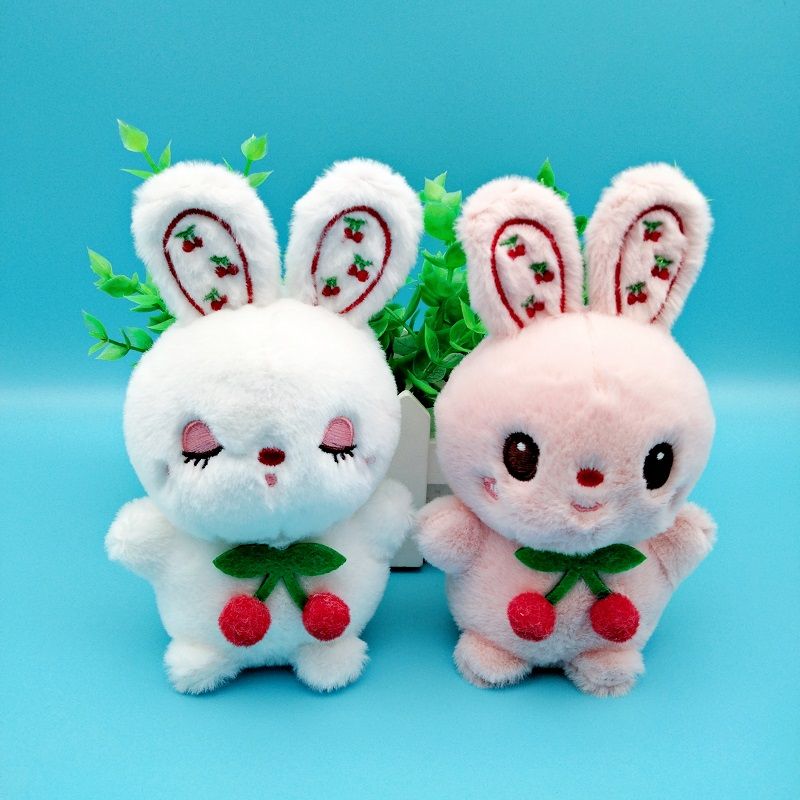 South Korea creative net red schoolbag doll pendant cute doll cherry rabbit plush keychain bag pendant