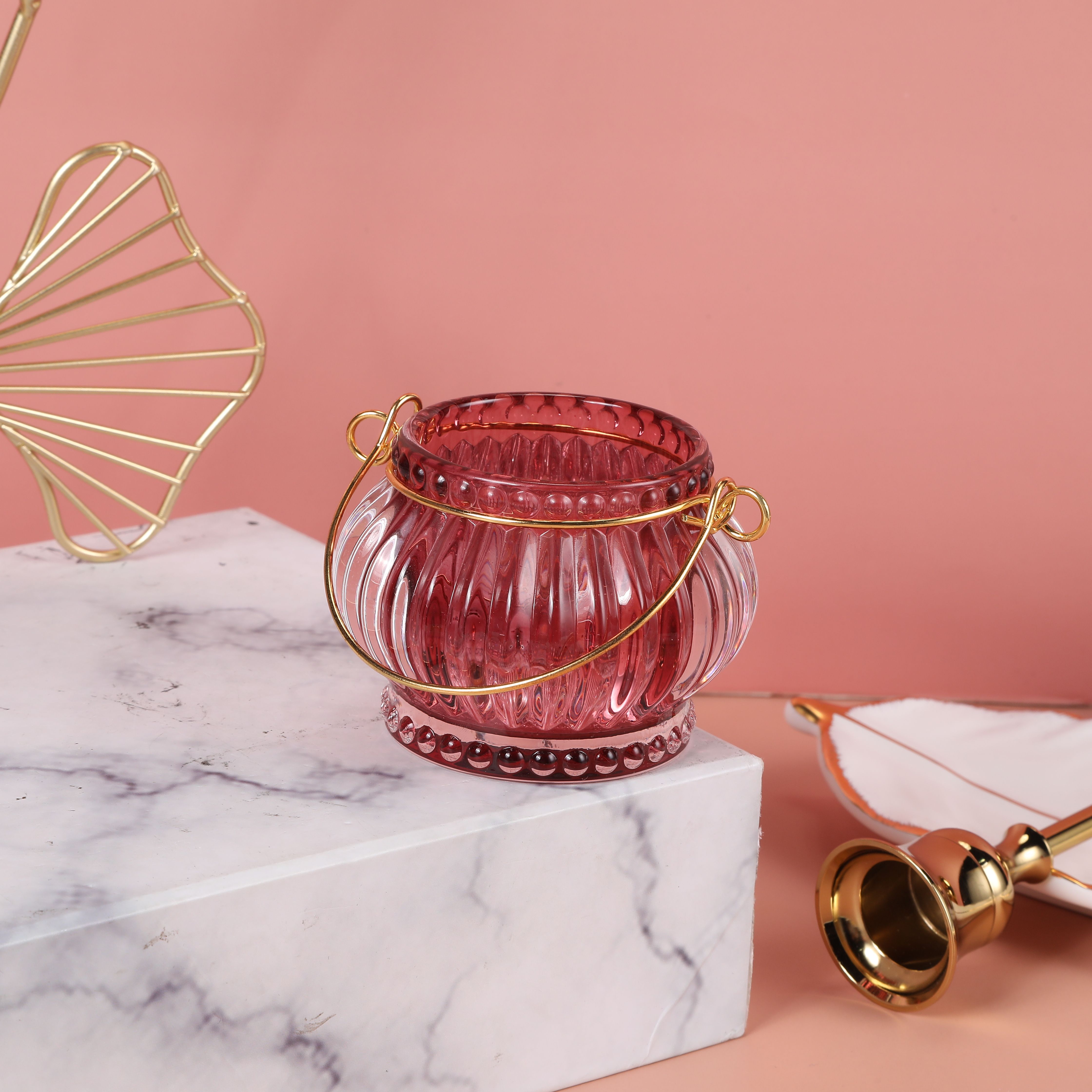 Colorful candy jar with lid storage jar Candle jar Candle holder Jewelry jar Stylish and elegant home decoration