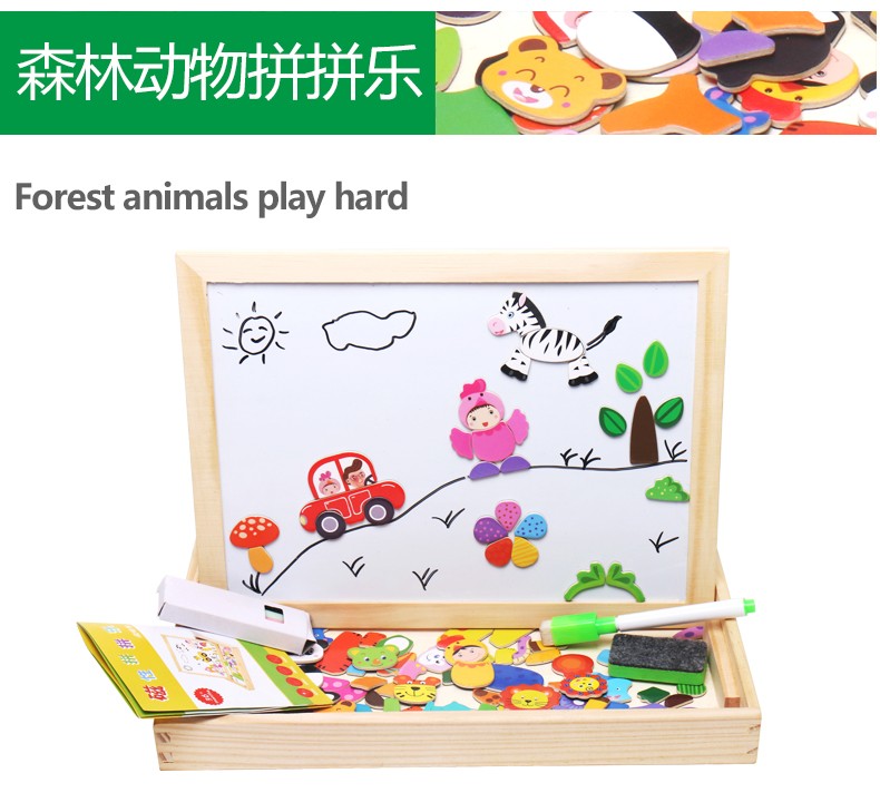 Rich in colors and highly entertaining, it can exercise babies' visual ability to recognize colors, cultivate logical thinking ability, and train early education enlightenment. It is a jigsaw puzzle toy with a double-sided drawing board for fun detail image 11