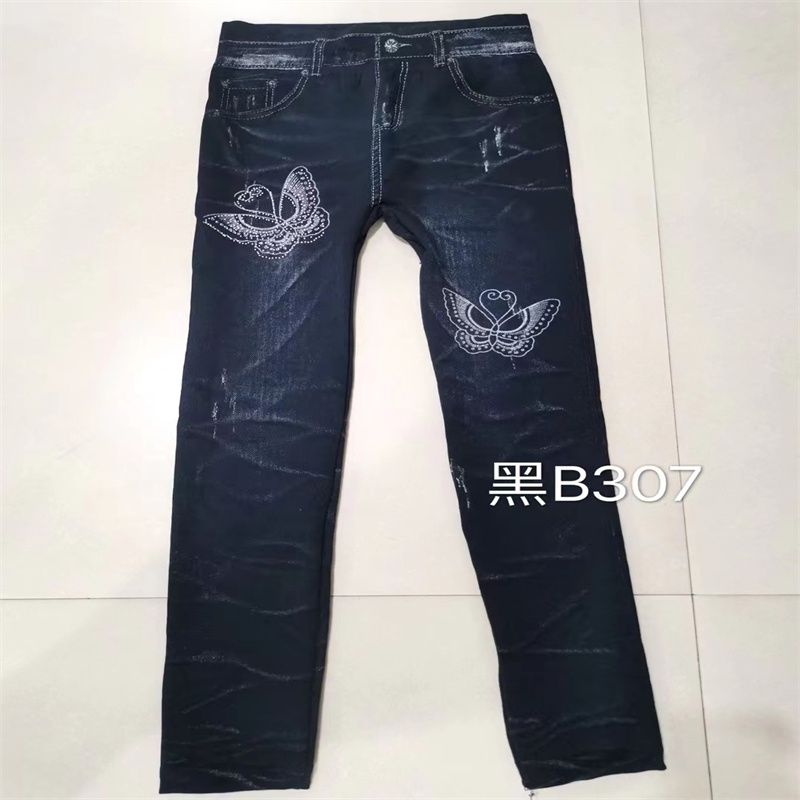 仿牛仔打底裤女外穿高腰弹力紧身显瘦春秋薄款九分裤