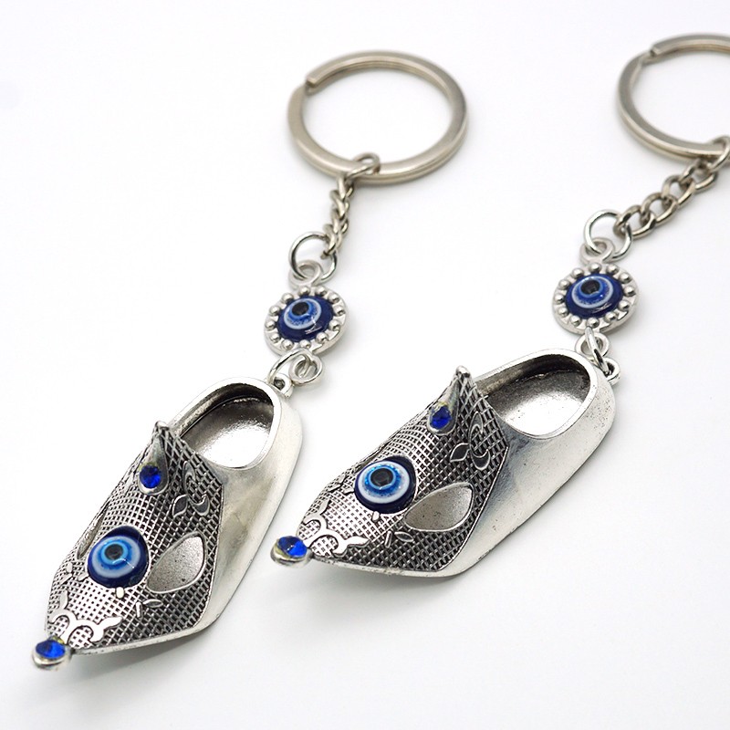 Foreign trade Greek and Turkish blue eye jewelry, evil eye metal shoe pendants, Devil's eye keychains detail image 9