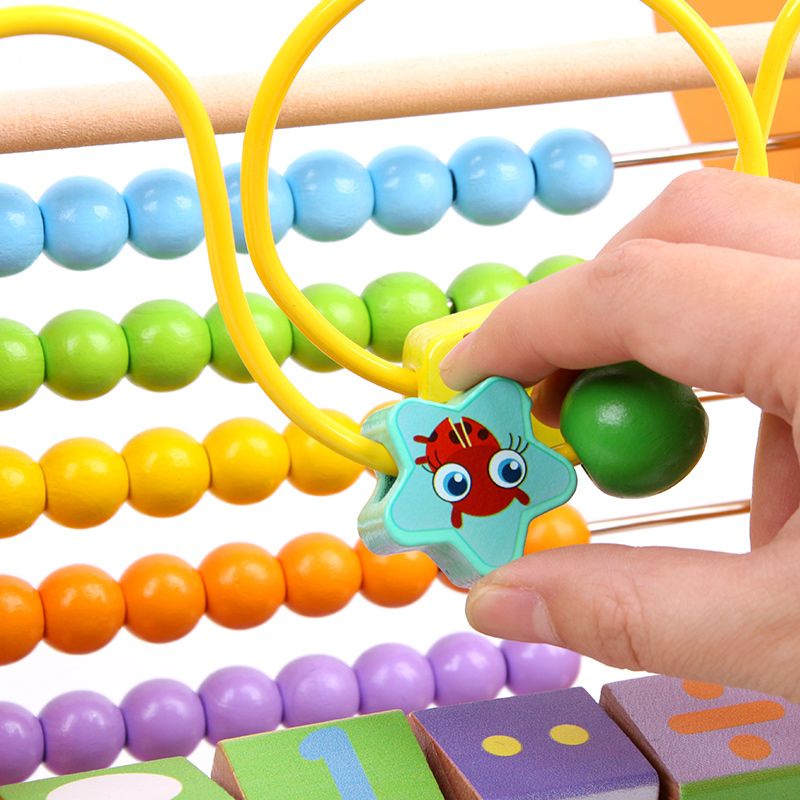 Rich in colors and highly entertaining, it can exercise babies' color recognition and visual ability, cultivate logical thinking ability, and train early education enlightenment. It is made of high-quality materials and features a multi-functional calculation beading frame details Picture