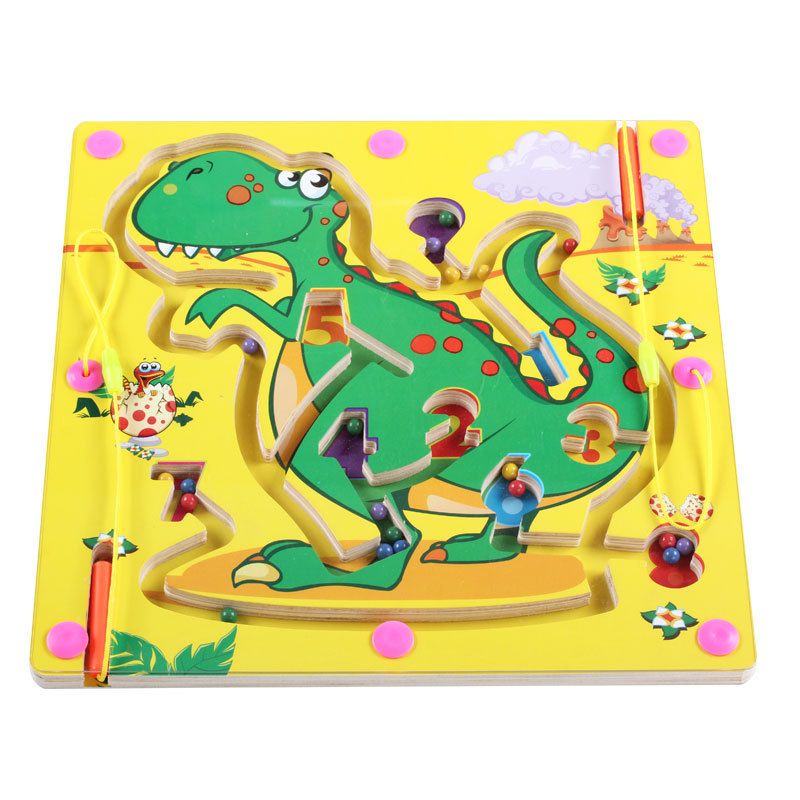 Factory direct sales of Qiaozhimu children's animal Big Tree Magnetic Maze Pen Moving Bead Beneficial Intelligence desktop toys