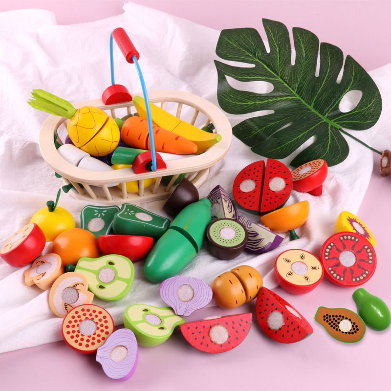 Manufacturers wholesale children's fruit cut music toys boys and girls kitchen cut vegetables play every baby fruit and vegetable set details Picture