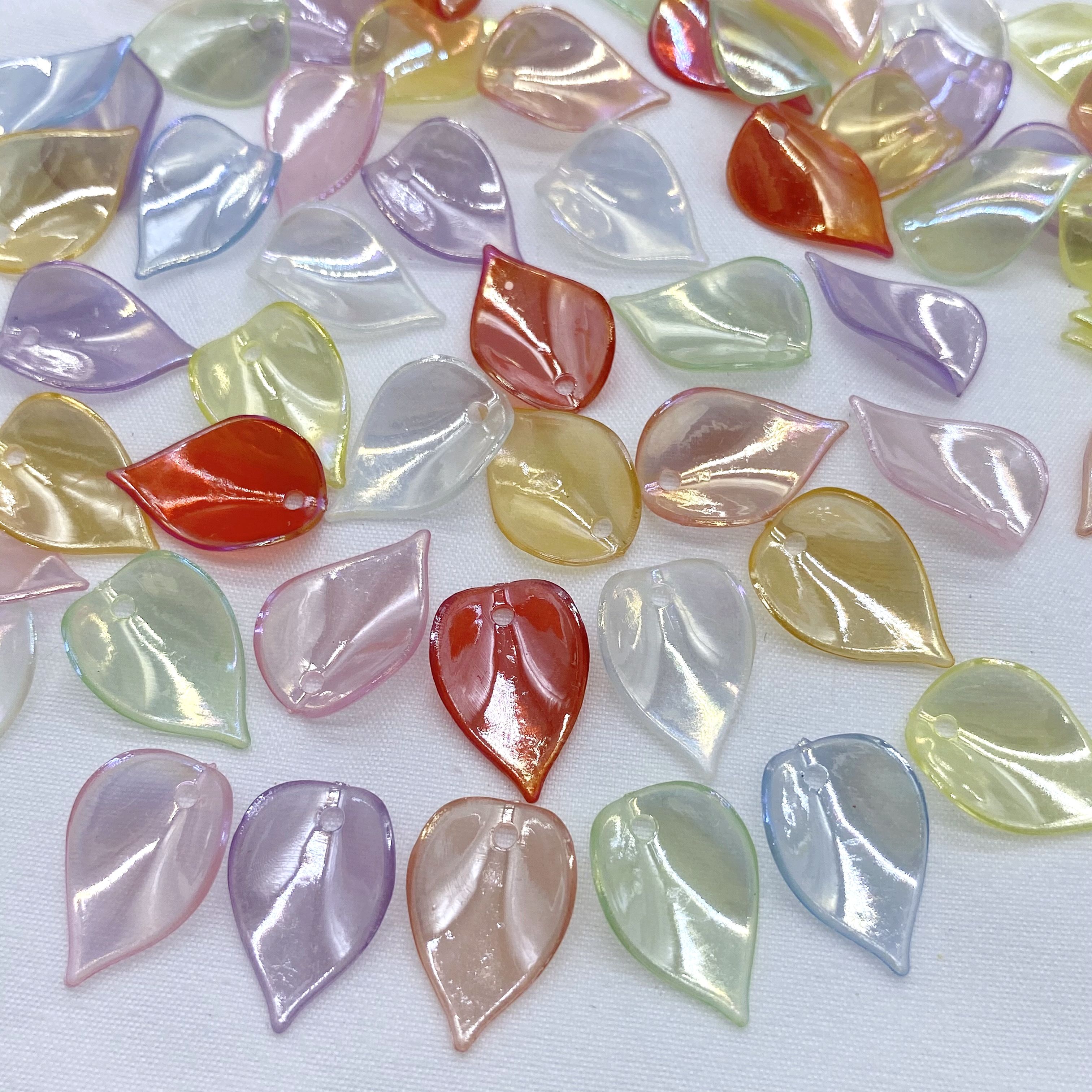 Jelly ab color-coated pointed leaf, ancient-style palm-leaf fan, hair rope, leaf and flower ornaments, accessories, scattered beads details Picture