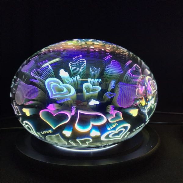 3D香薰灯无火焰爱心圆筒款家用插电小夜灯