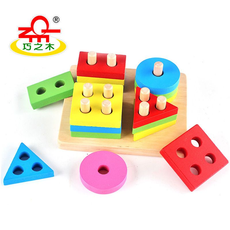 Wholesale Qiao Zhi Mu geometric shape column, elephant column, matching building blocks, teaching AIDS, geometric intelligence and educational toys details Picture