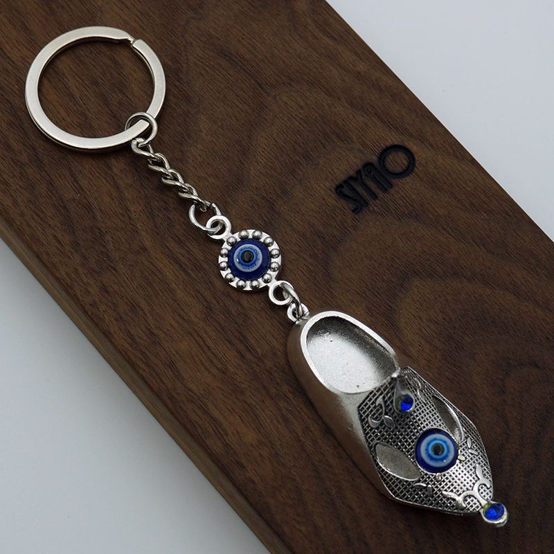 Foreign trade Greek and Turkish blue eye jewelry, evil eye metal shoe pendants, Devil's eye keychains details Picture