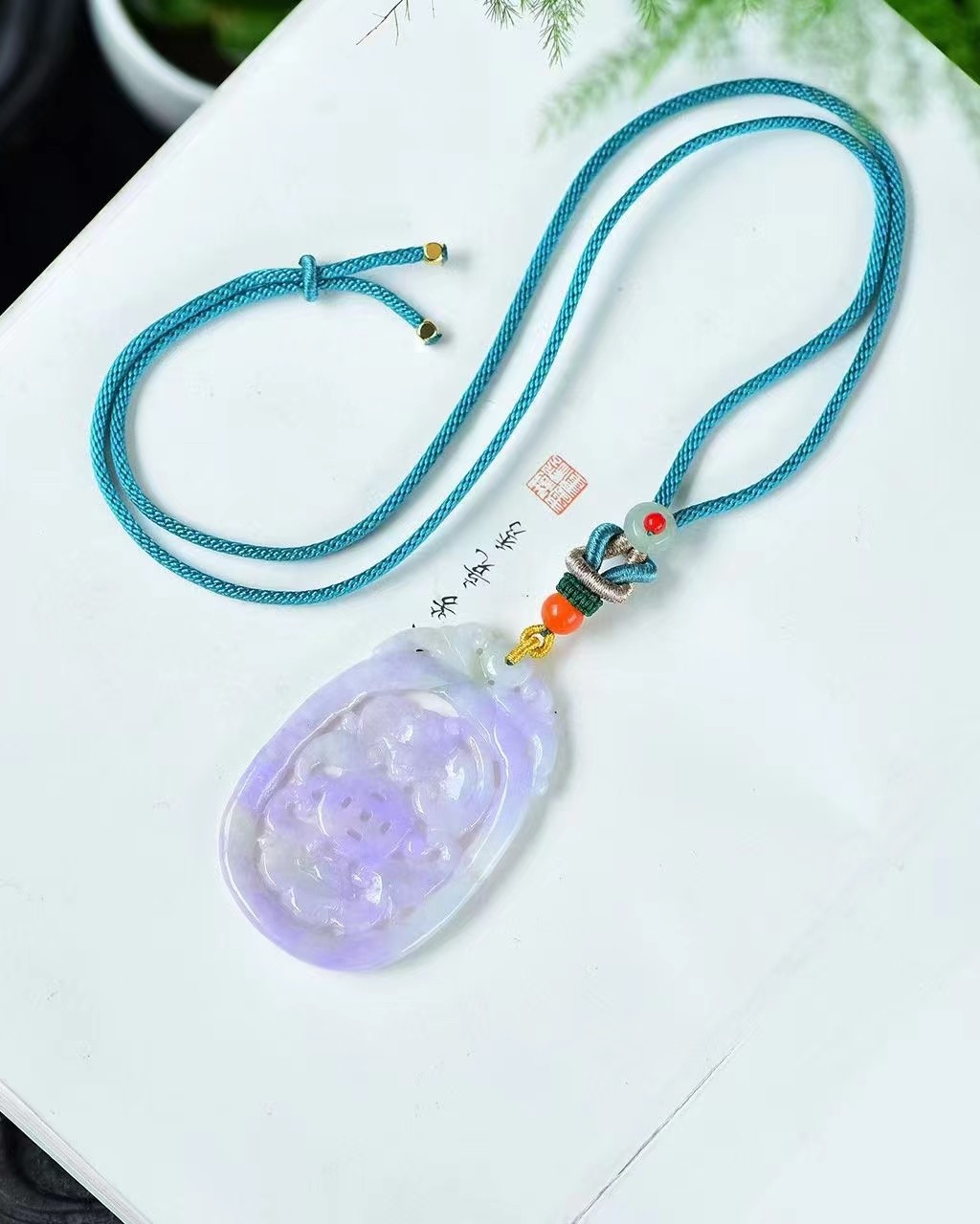 天然A货翡翠紫罗兰镂空雕福在眼前的你精美吊坠 上身迷人 支持检测详情图2