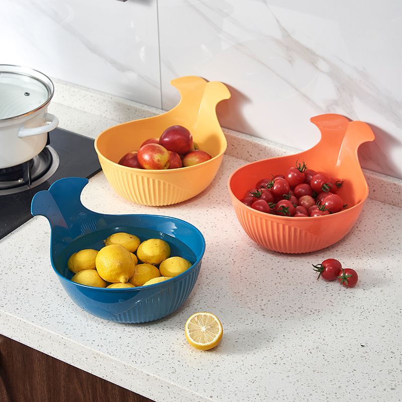 Wholesale plastic creative whale fruit plates, living room and home draining storage plates, sugar-free dried fruit plates in stock Specification drawing