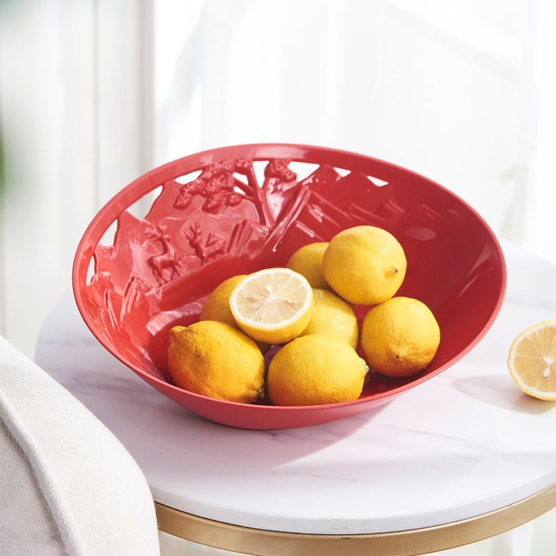 Factory wholesale of simple plastic plates, household snack and fruit storage plates, creative hollowed-out fruit plates in stock Specification drawing