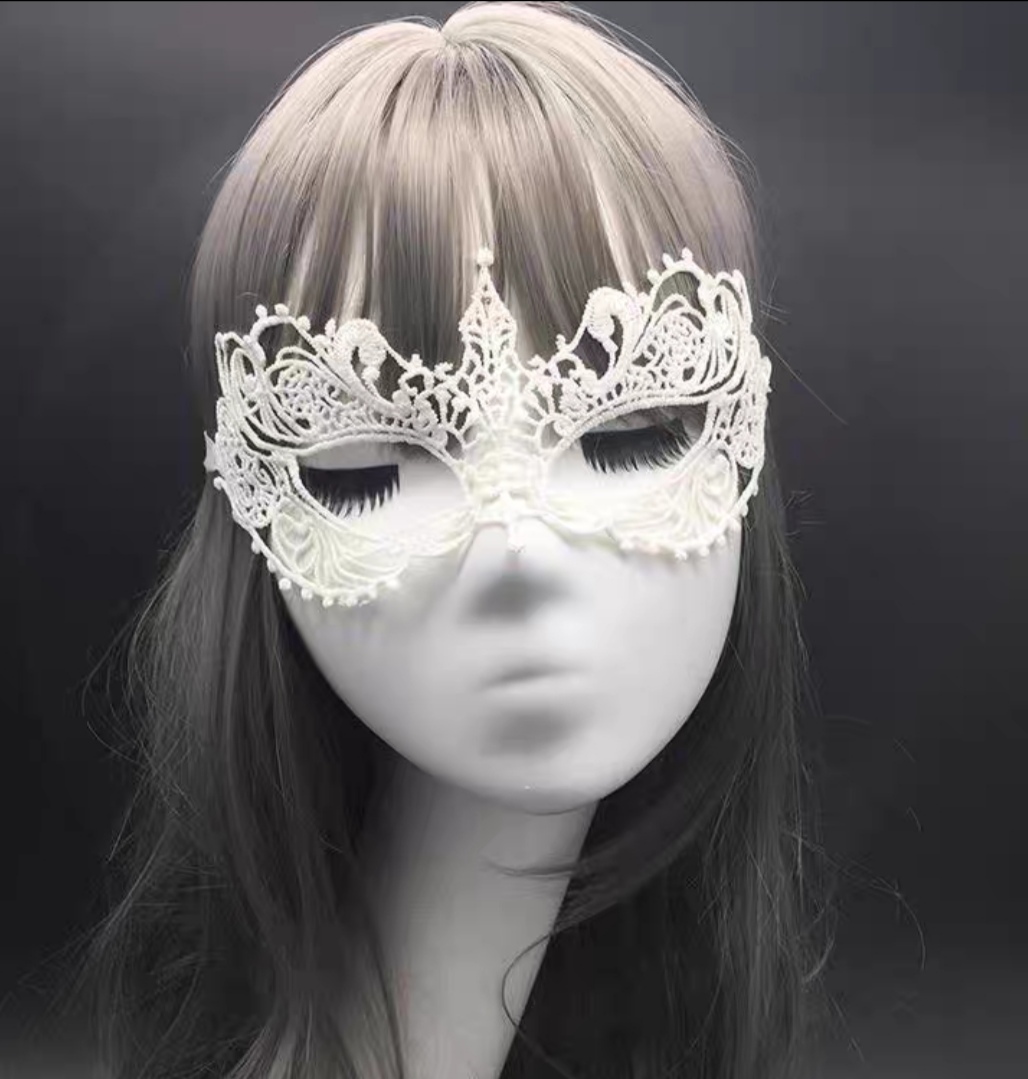 MJ-415化妆舞会银色蕾丝面具半脸女 万圣节cos派对道具成人定型镂空眼罩面纱详情图4