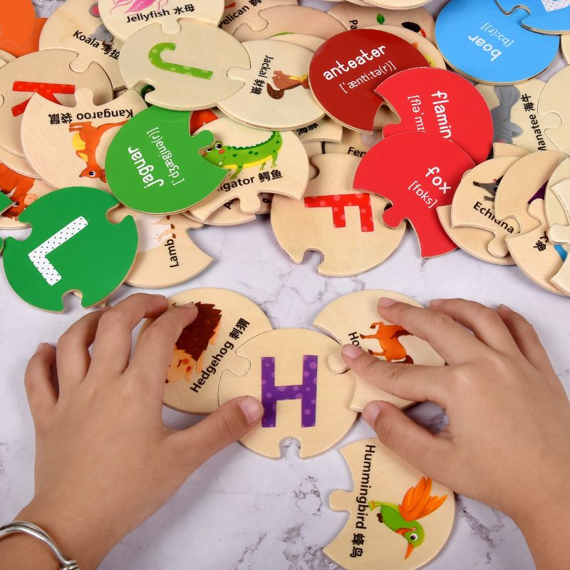 New colorful letter jigsaw puzzle, animal letter matching puzzle, children's jigsaw puzzle toy, animal letter puzzle details Picture