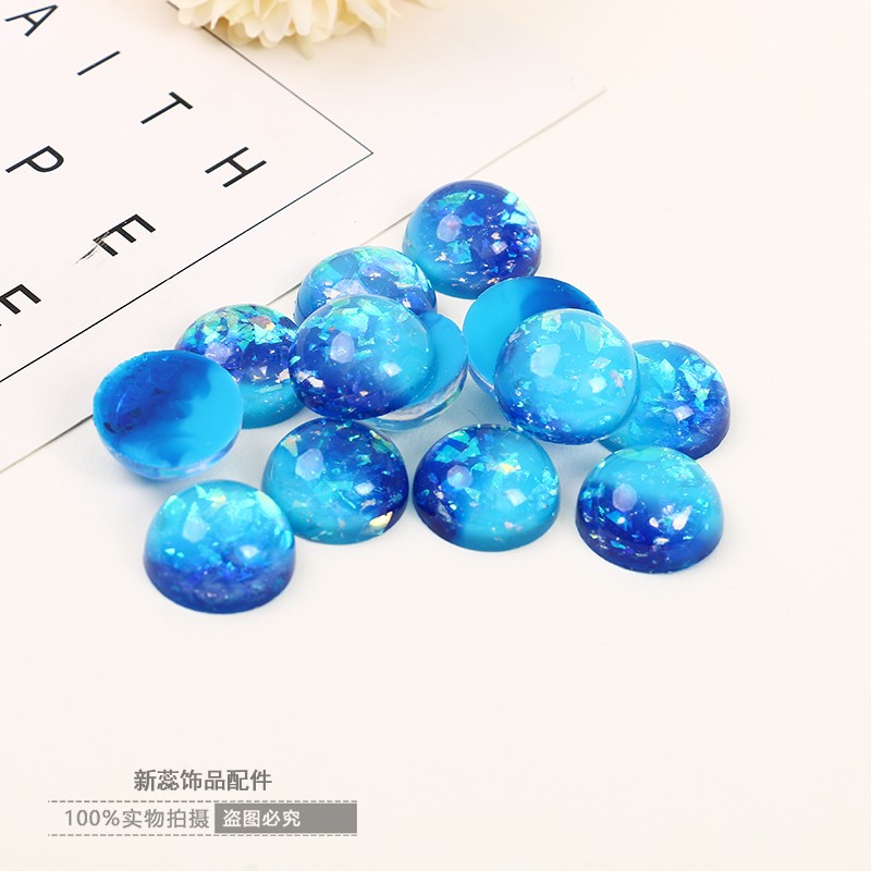 厂家批发洛丽塔玩具蓝色眼睛高面透亮20彩贝双色闪粉diy饰品配件详情图2