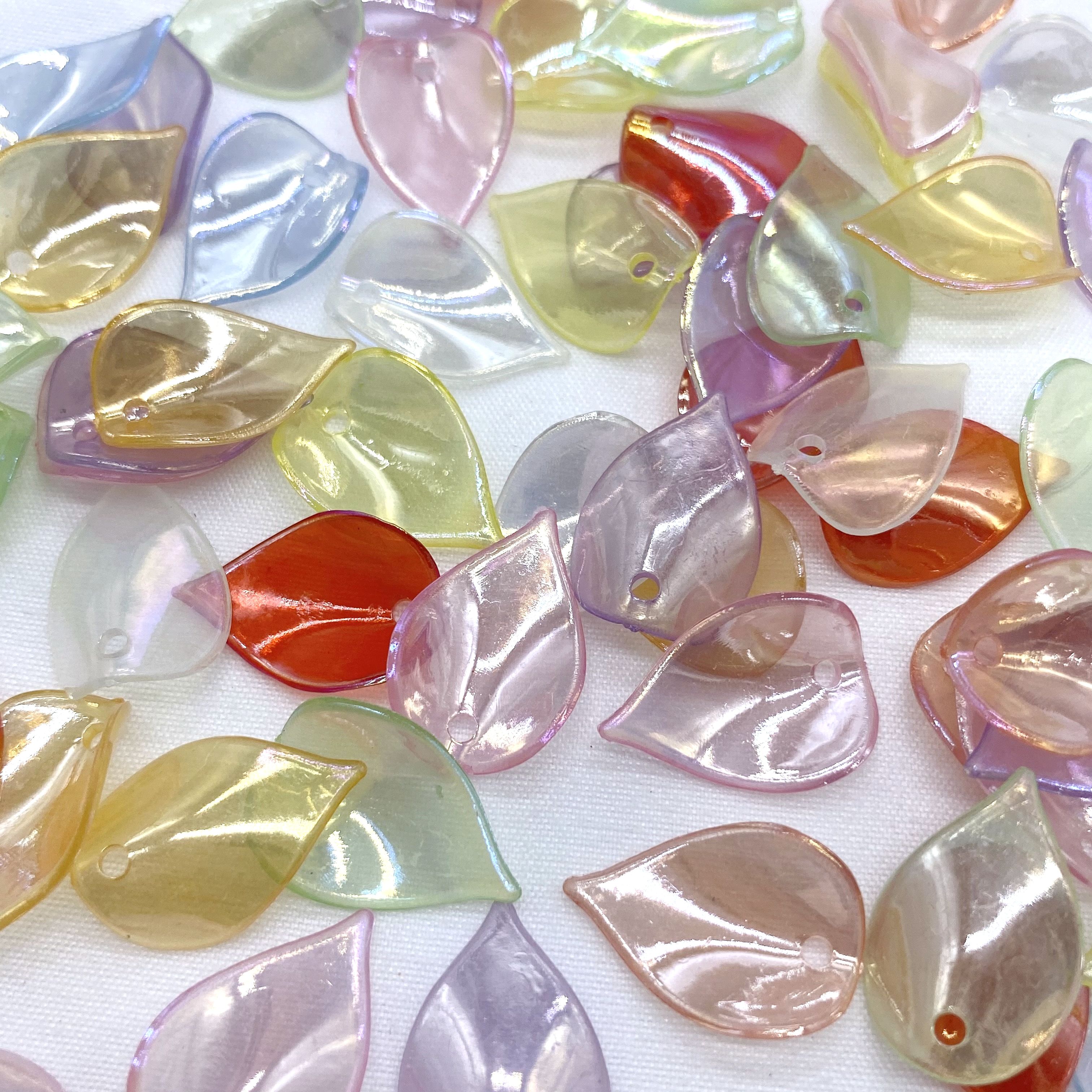 Jelly ab color-coated pointed leaf, ancient-style palm-leaf fan, hair rope, leaf and flower ornaments, accessories, scattered beads