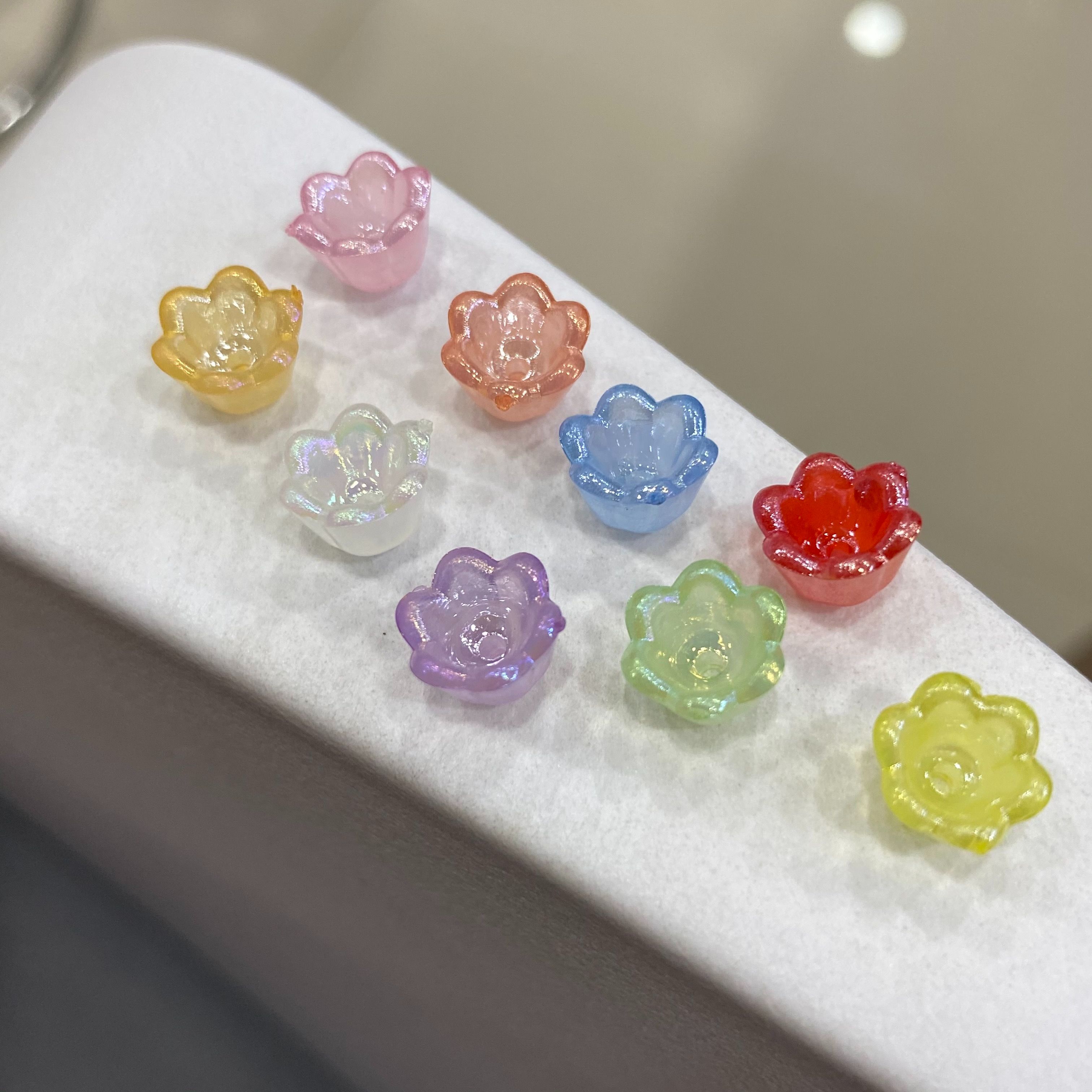 果冻镀彩ab小风铃花 diy手工制作古风发簪发夹配件白底实物图