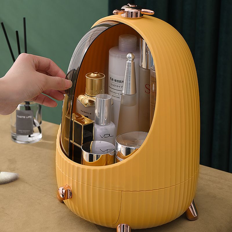 Desktop cosmetics storage box, household dust-proof desktop makeup brush, makeup and skin care products, dressing table with light, organizing rack details Picture