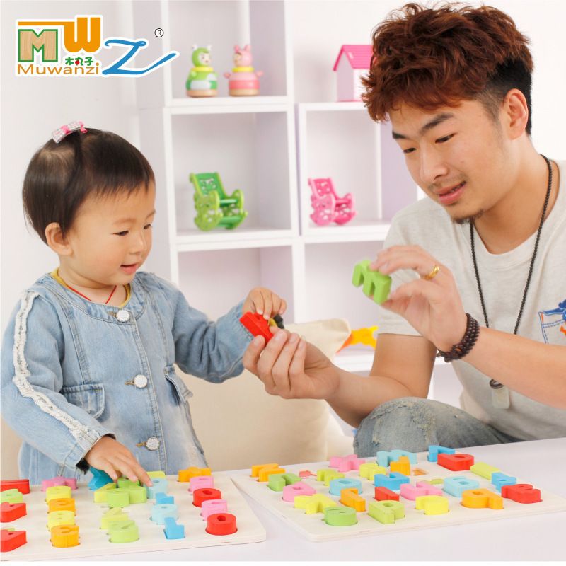 Children's intelligence learning, early education, numbers and letters, three-dimensional hand-grabbed board, jigsaw puzzle board, early childhood education cognition board, wooden toy Specification image
