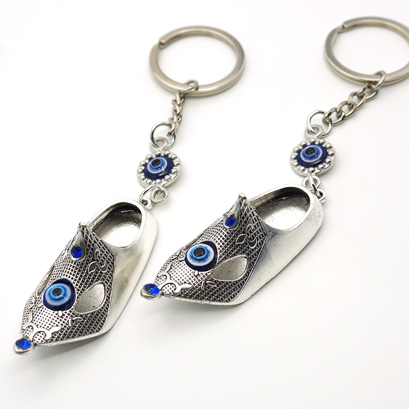 Foreign trade Greek and Turkish blue eye jewelry, evil eye metal shoe pendants, Devil's eye keychains detail image 1