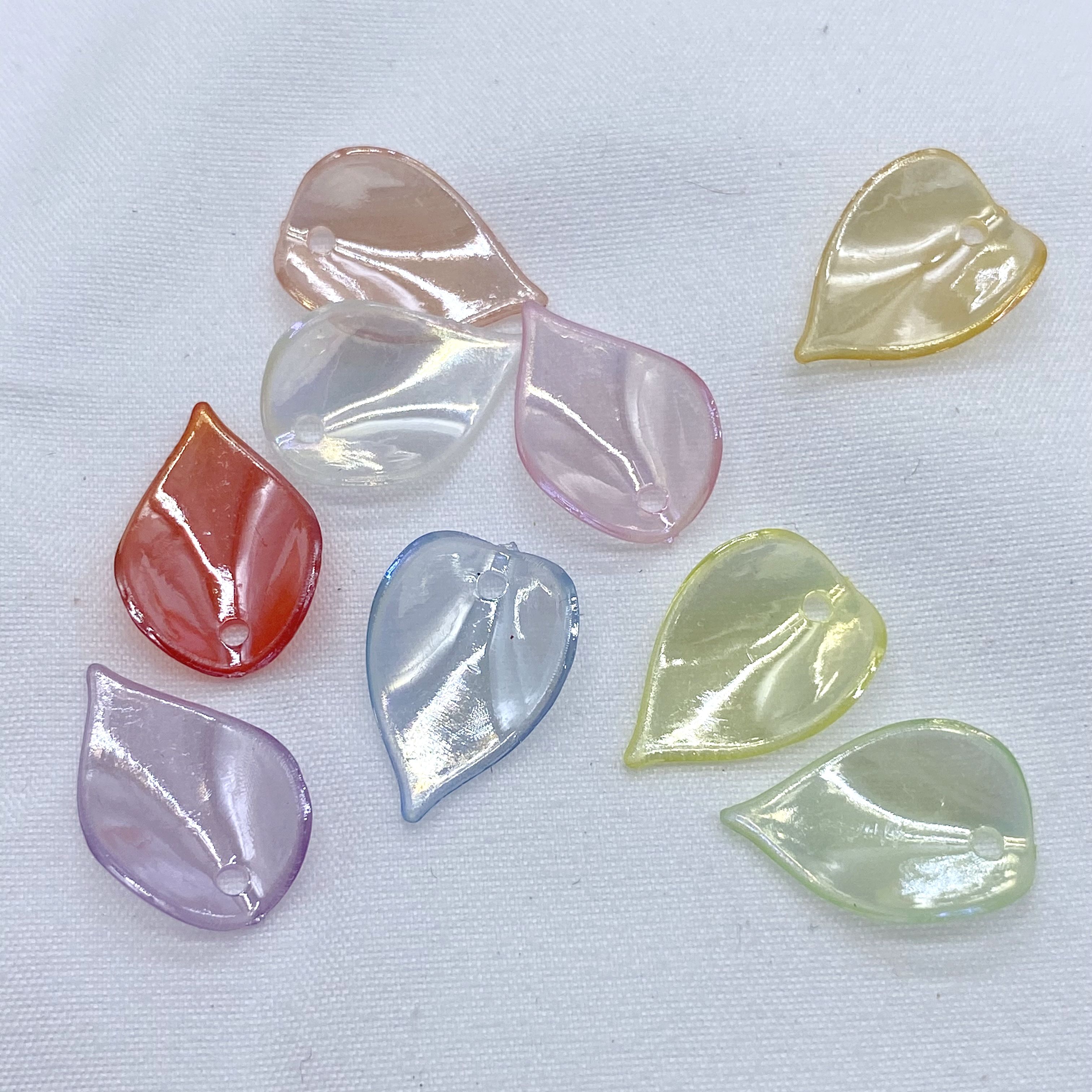 Jelly ab color-coated pointed leaf, ancient-style palm-leaf fan, hair rope, leaf and flower ornaments, accessories, scattered beads Specification image
