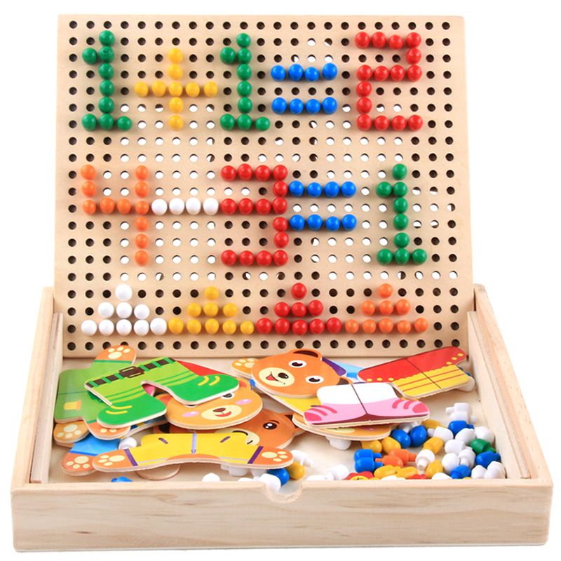Rich in colors and highly entertaining, it can cultivate visual ability, logical thinking ability, exercise early education enlightenment training, parent-child activities, competitions, games, digital sheet clocks, mushroom nail combinations Specification image