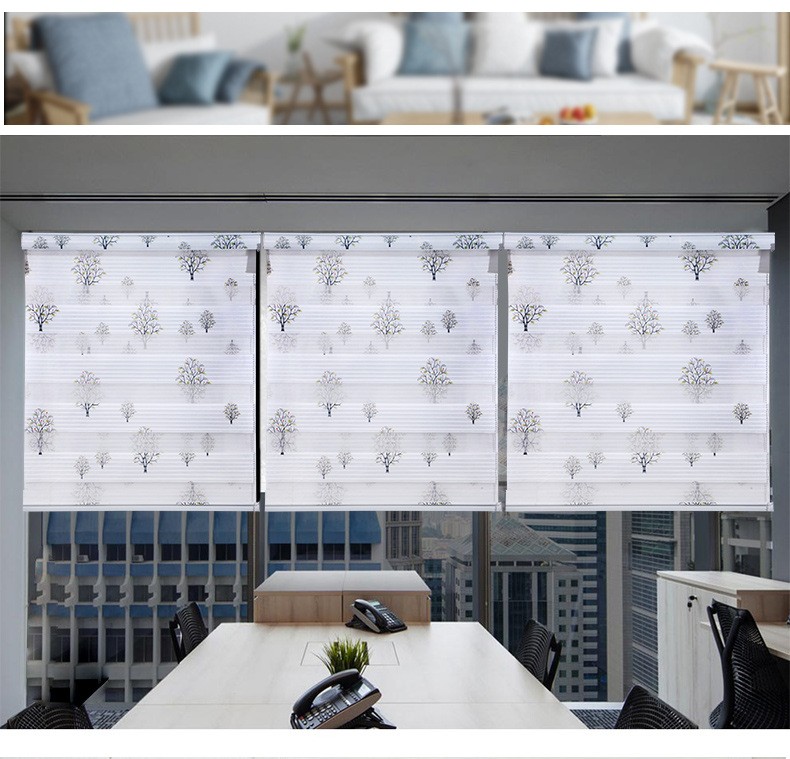 Wholesale office and home sunshade and breathable curtains with drawstring lifting, thickened double-layer seven-pleated soft gauze curtains from the manufacturer detail image 9