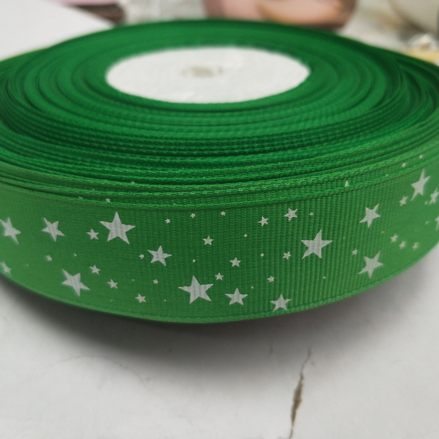 2.5cm8 ribbon Special Ribbon Lace Polyester thread grey bright red printing English alphabet printing five-pointed star screen printing Heat transfer digital printing Do flower DIY ribbon 50 yards gh
