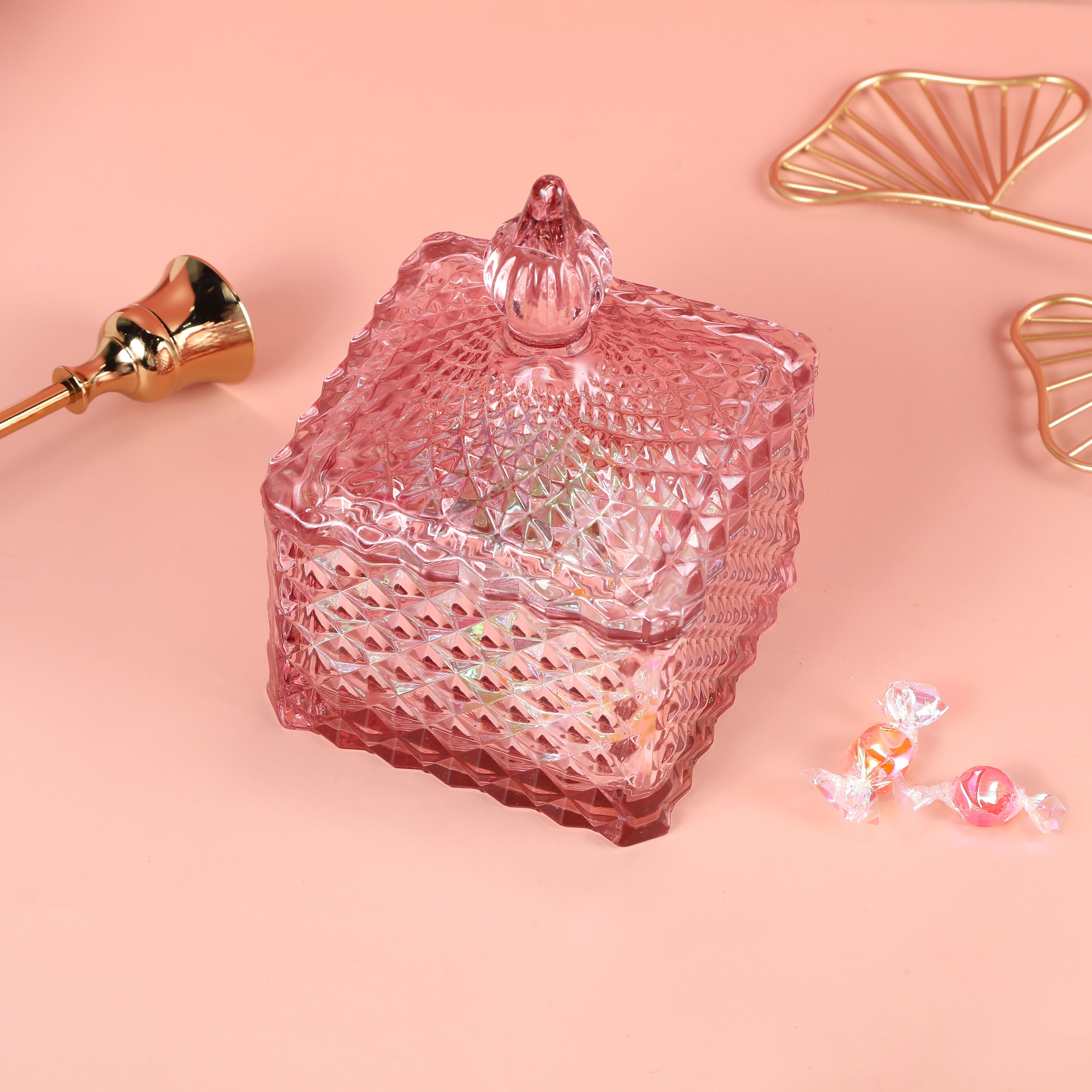 Cross-border transparent glass aromatherapy candle jar Candy Cosmetic storage jar Retro simple cotton box elegant home glass decoration