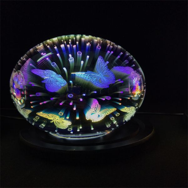 3D玻璃 蝴蝶壁插香薰灯 安神助眠 卧室小夜灯