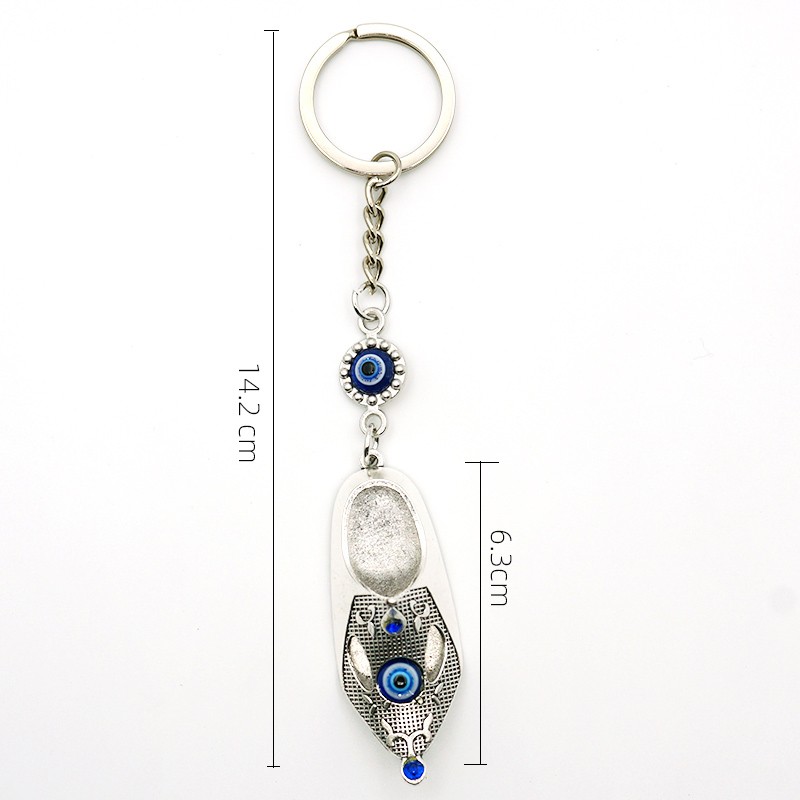 Foreign trade Greek and Turkish blue eye jewelry, evil eye metal shoe pendants, Devil's eye keychains detail image 4