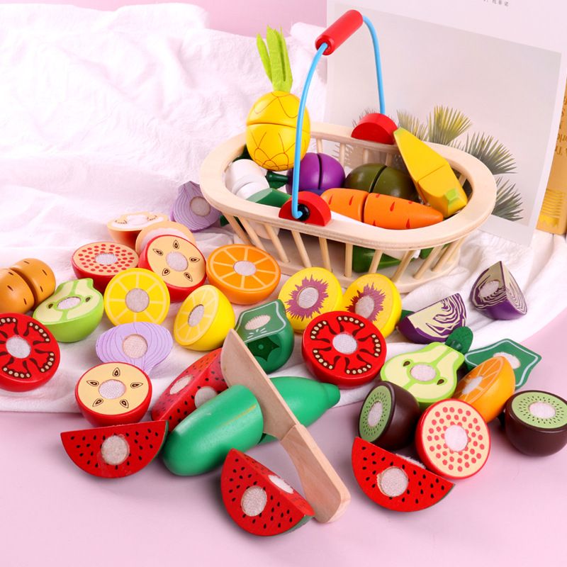 Manufacturers wholesale children's fruit cut music toys boys and girls kitchen cut vegetables play every baby fruit and vegetable set full figure